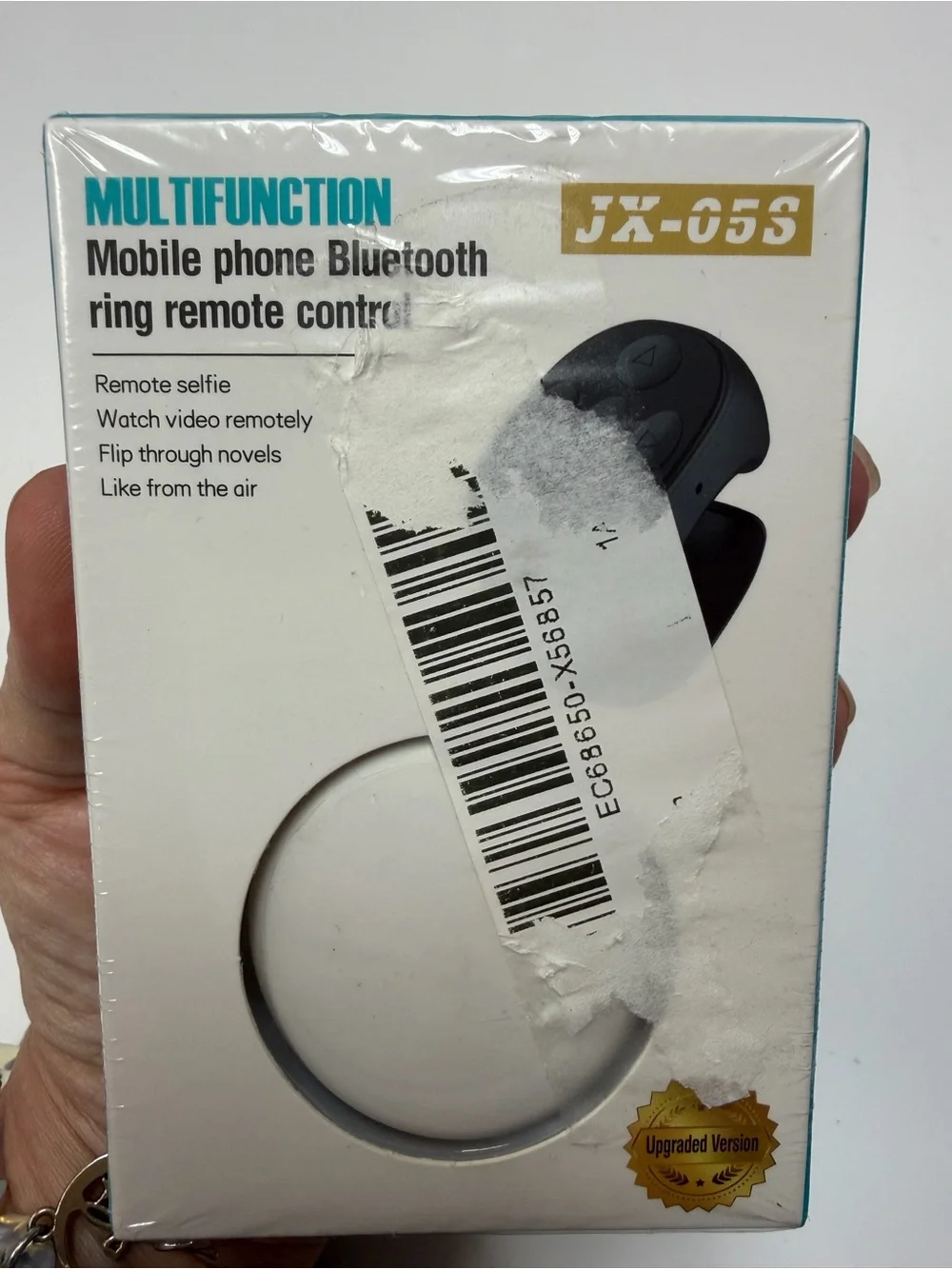 Multifunction Mobile Phone Bluetooth Ring Remote Control - Black. NIB
